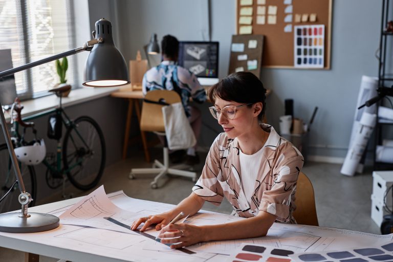 Woman working on interior design project